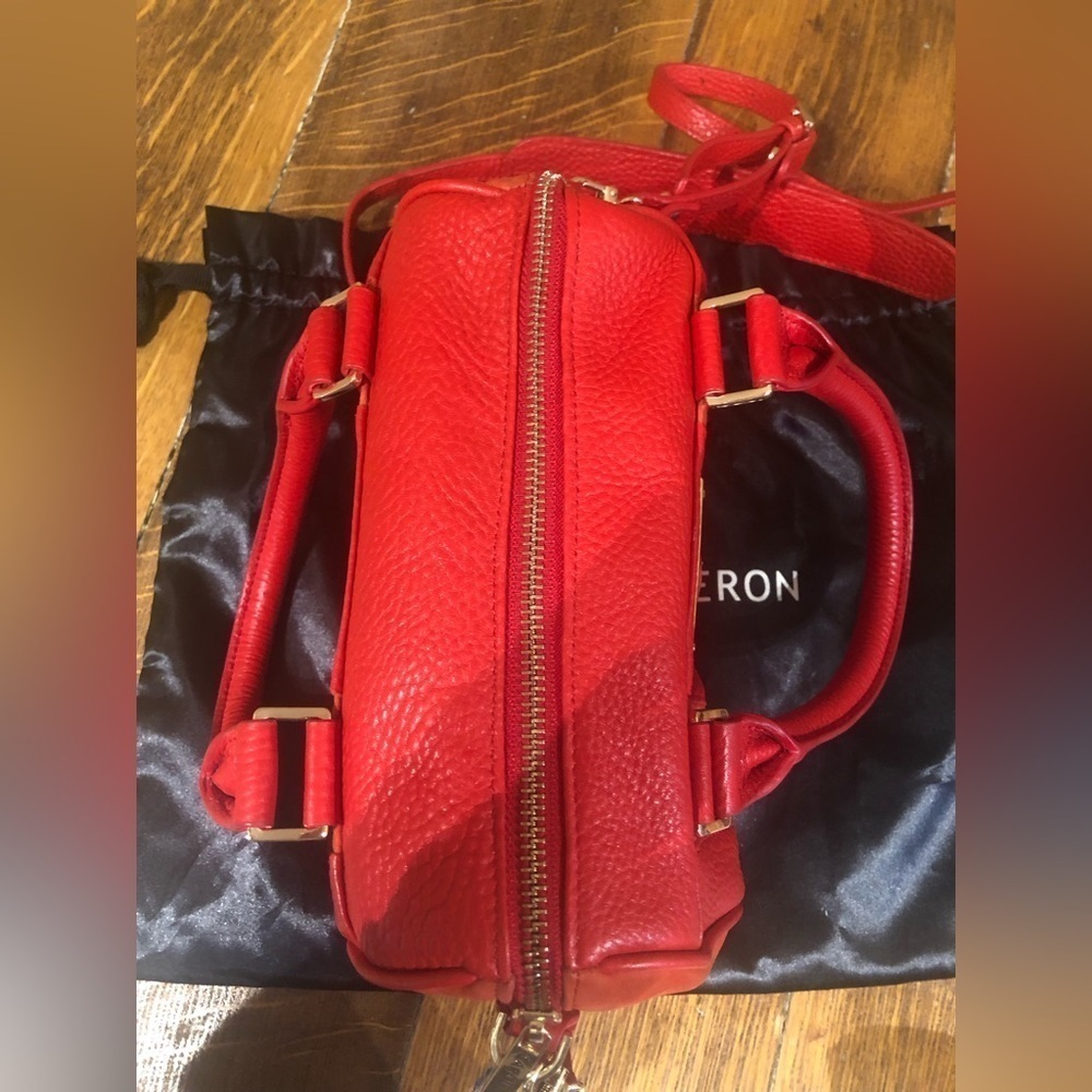 NWT Caroline Néron Red Leather & Suede Mini Crossbody Bag - Picture 6 of 11